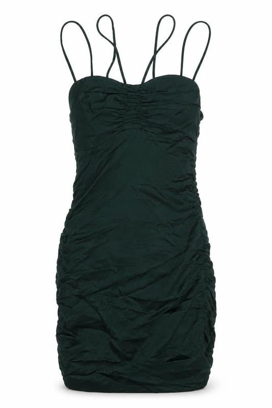 Zara Womens Green Polyester Mini Size S Square Neck Zip