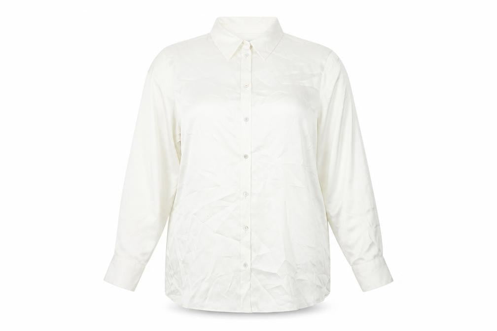 Marks & Spencer Womens White Polyester Basic Button-Up Size 12 Collared