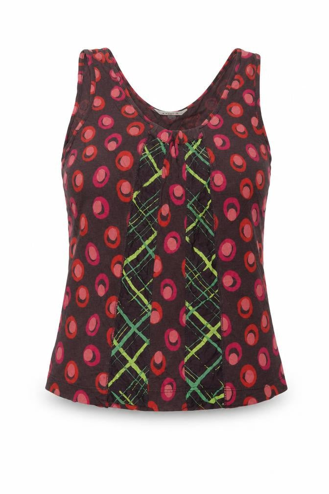Sandwich Womens Multicoloured Geometric Polyester Basic Tank Size M Round Neck