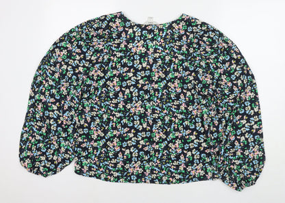 Marks & Spencer Womens Multicoloured Floral Polyester Basic Blouse Size 10 Round Neck