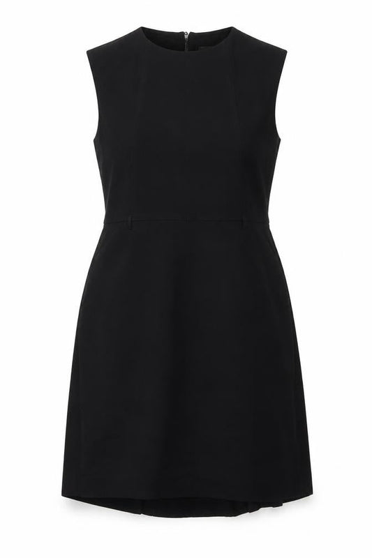 Marks & Spencer Womens Black Polyester A-Line Size 16 Round Neck Zip