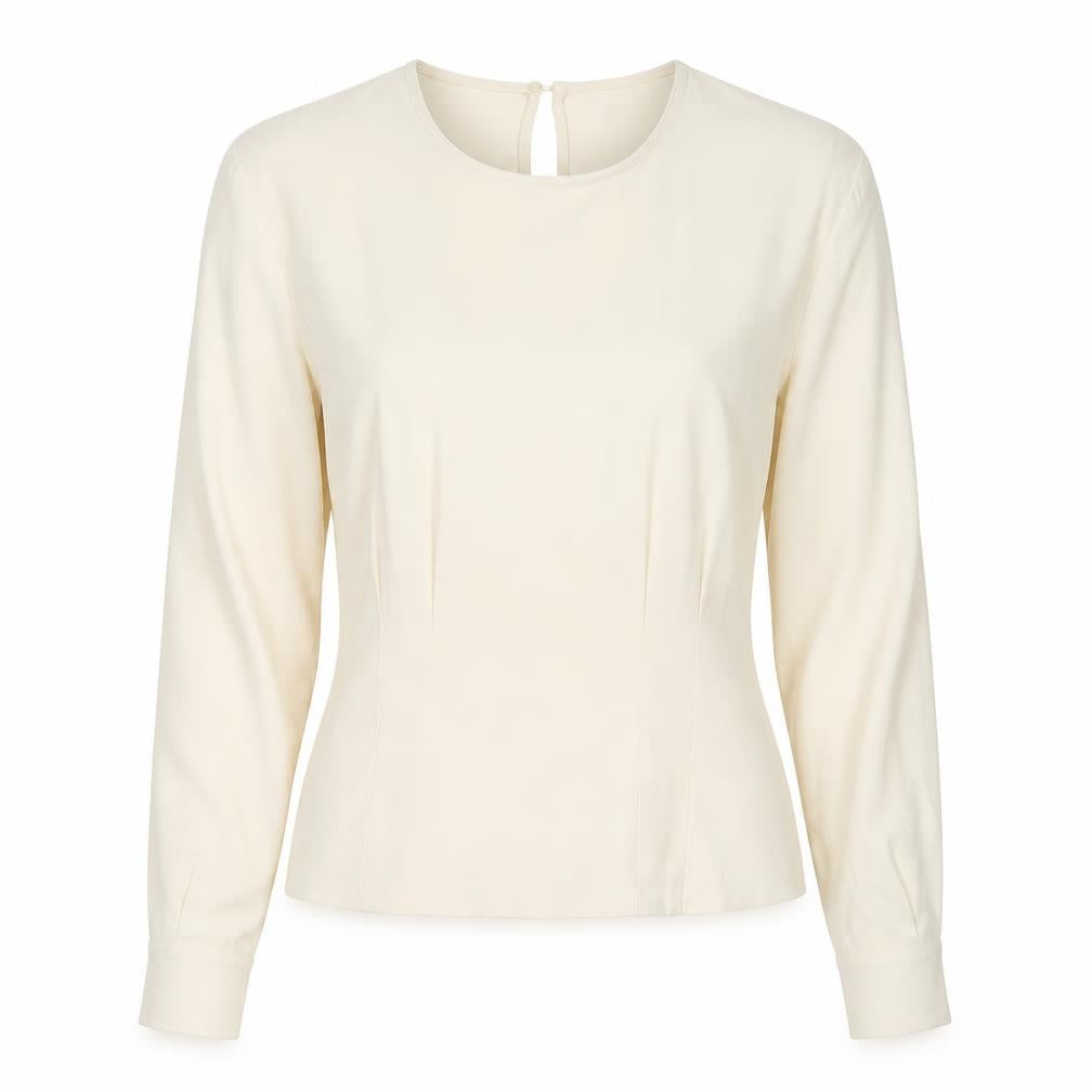 Marks & Spencer Womens Ivory Polyester Basic Blouse Size 10 Round Neck