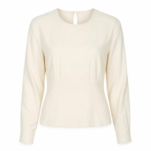 Marks and Spencer Womens Ivory Polyester Basic Blouse Size 10 Round Neck