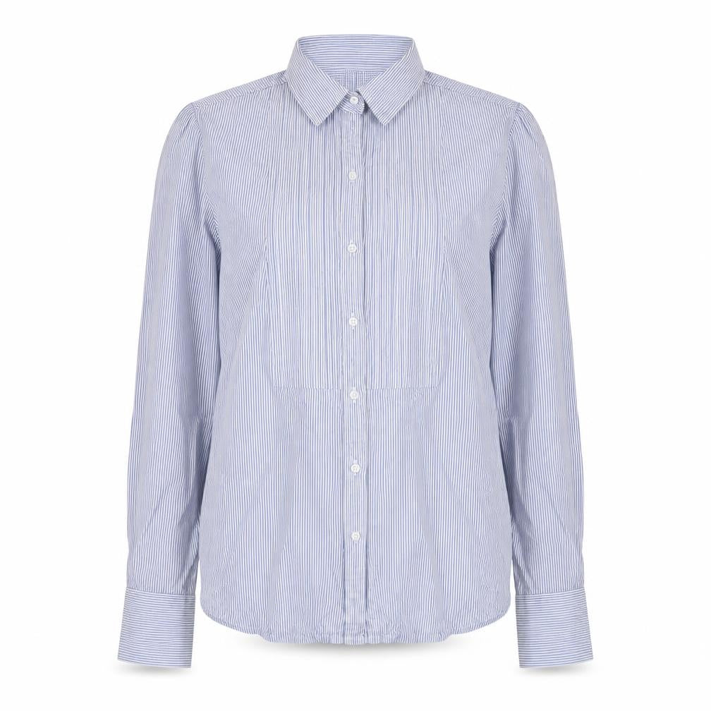 Zara Womens Blue Striped Cotton Basic Button-Up Size S Collared