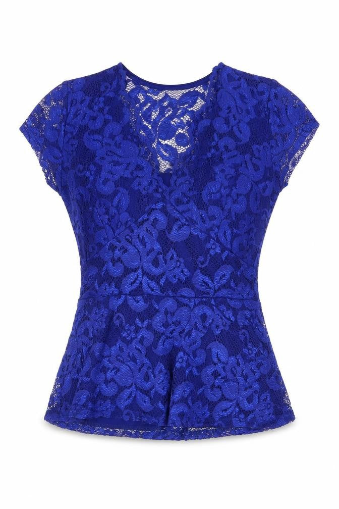Quiz Womens Blue Polyester Basic Blouse Size 10 V-Neck