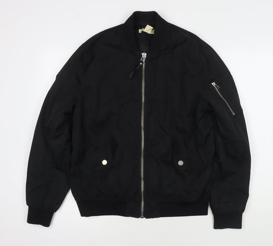 H&M Womens Black Bomber Jacket Jacket Size 8 Zip