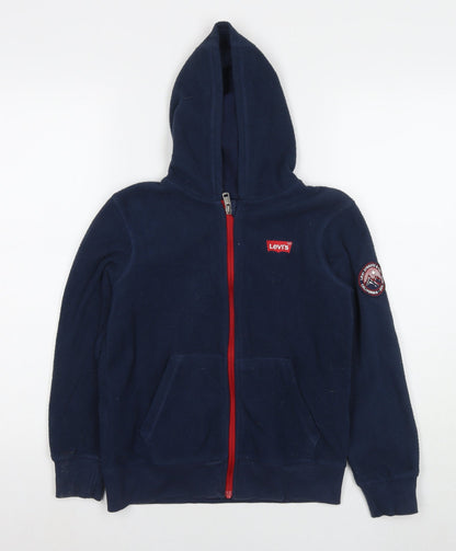 Additional front view of Levi's boys’ blue jacket, size 10, years zip