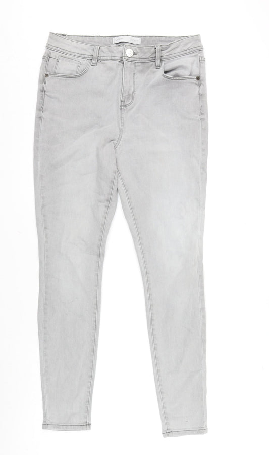 George Womens Grey Cotton Blend Skinny Jeans Size 12 L28.5 in Regular Zip