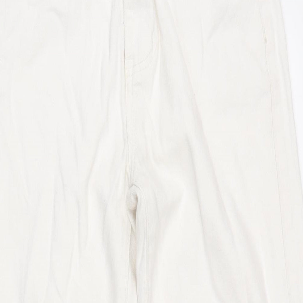 PRETTYLITTLETHING Womens Ivory Cotton Straight Jeans Size 6 L31.5 in Regular Zip - Small side splits of Legs .