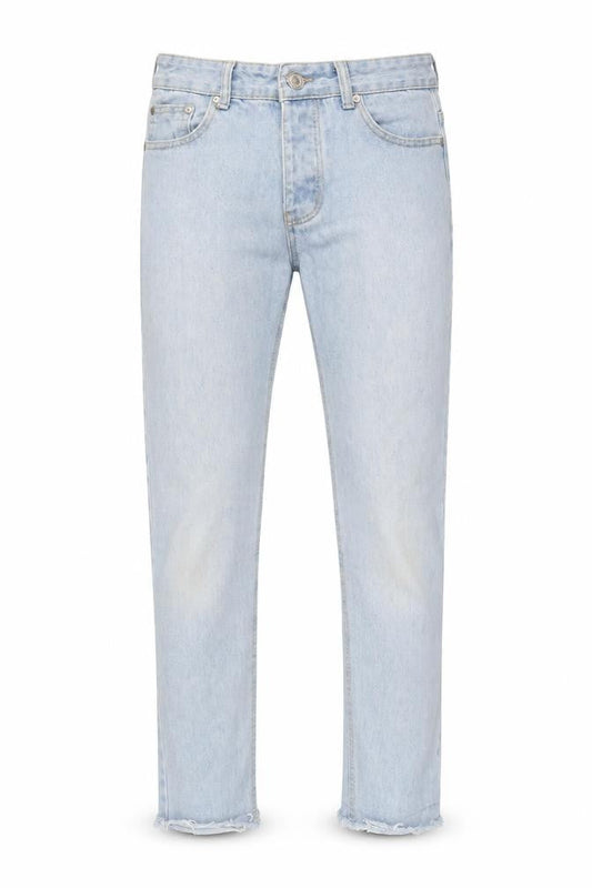 Boohoo MAN Mens Blue Cotton Straight Jeans Size 30 in L28 in Regular Zip - Raw Hem