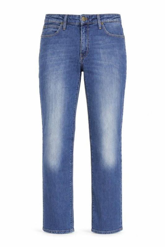 Lee Womens Blue Cotton Straight Jeans Size 33 in L30 in Regular Zip
