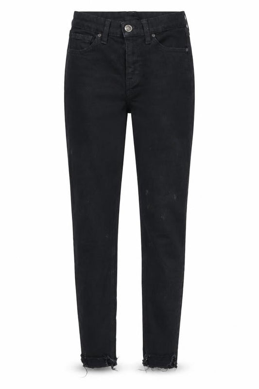 Topshop Womens Black Cotton Blend Tapered Jeans Size 25 in L32 in Regular Zip