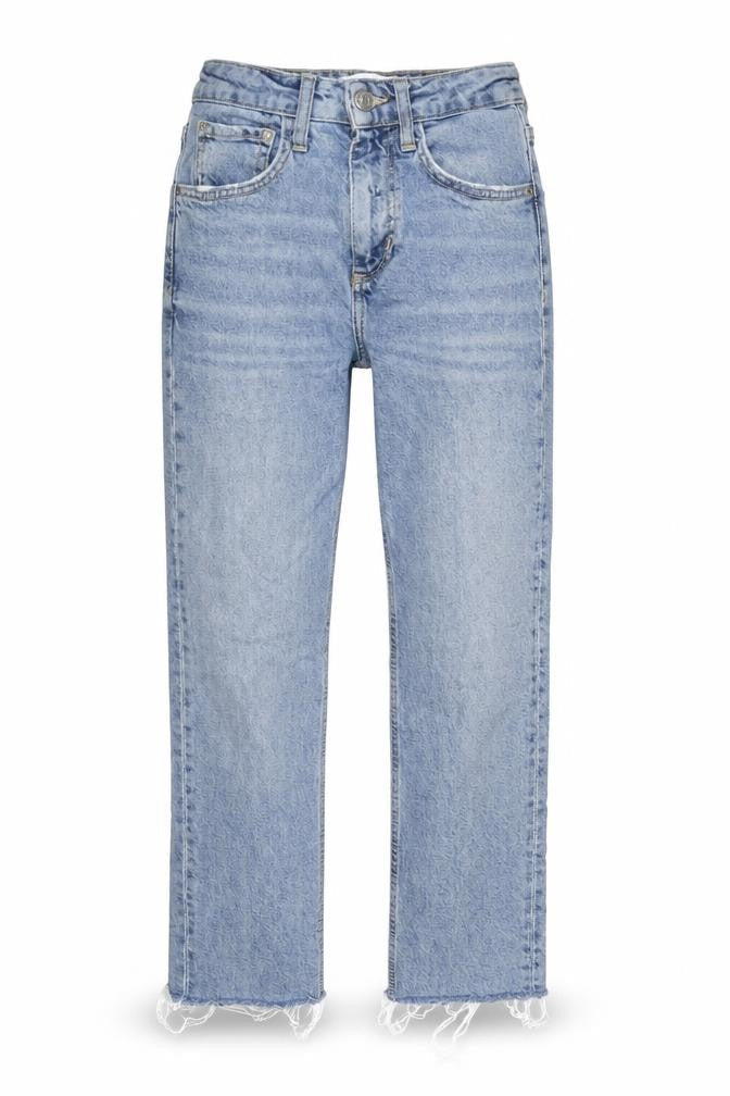 Zara Womens Blue Cotton Blend Straight Jeans Size 4 L23 in Regular Zip - Raw Hem