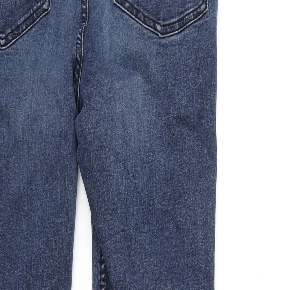 Marks and Spencer Womens Blue Cotton Blend Skinny Jeans Size 12 L27 in Regular Zip