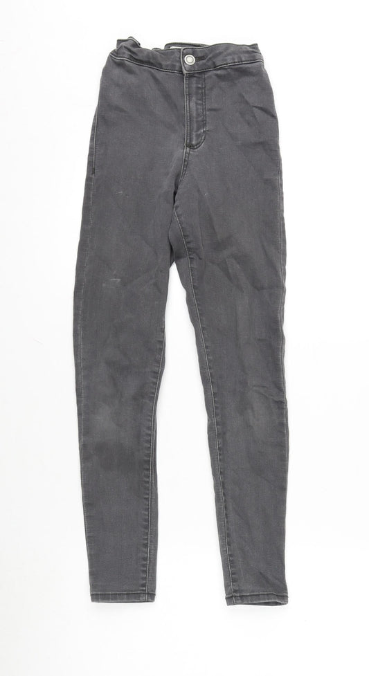 Zara Girls Grey Cotton Tapered Jeans Size 10 Years L24 in Regular Zip