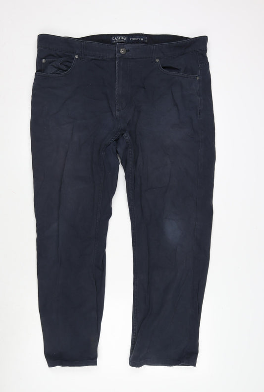 Canda Mens Blue Cotton Blend Straight Jeans Size 42 in L28 in Regular Zip