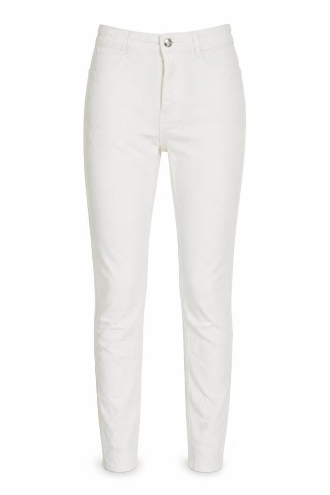Pull&Bear Womens White Cotton Skinny Jeans Size 6 L28 in Regular Zip