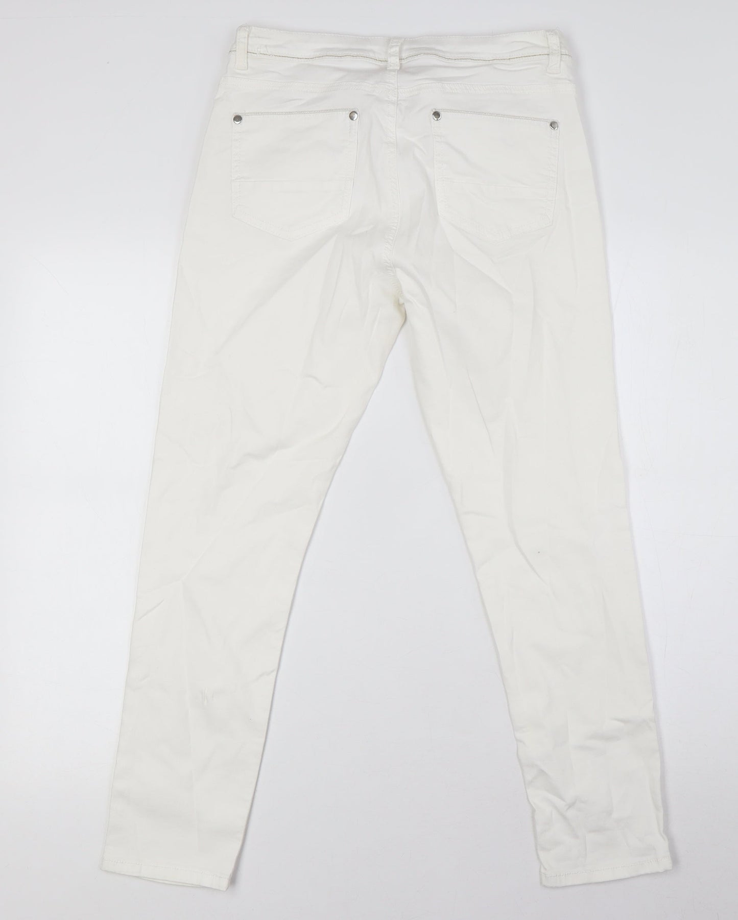 Miss Captain Womens White Cotton Skinny Jeans Size 10 L26 in Regular Zip