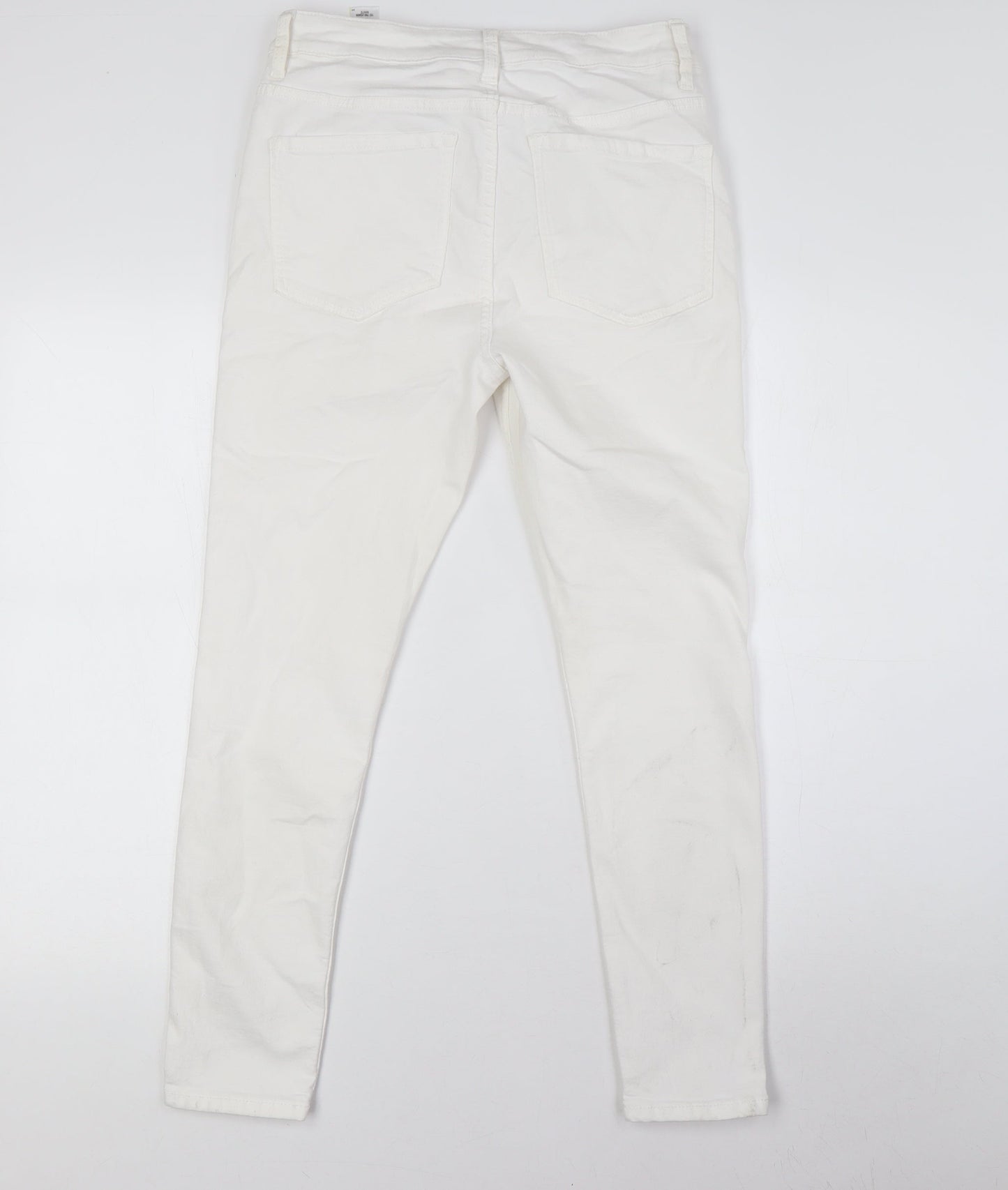 Marks and Spencer Womens White Cotton Skinny Jeans Size 12 L26 in Regular Button