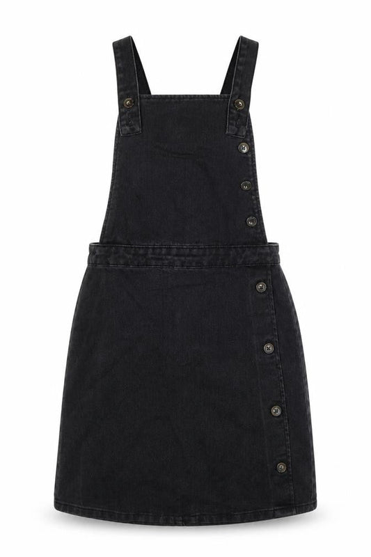 F&F Womens Black Cotton Pinafore/Dungaree Dress Size 6 Square Neck Zip