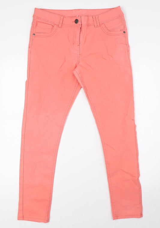 George Womens Orange Cotton Cropped Jeans Size 12 L28 in Regular Button