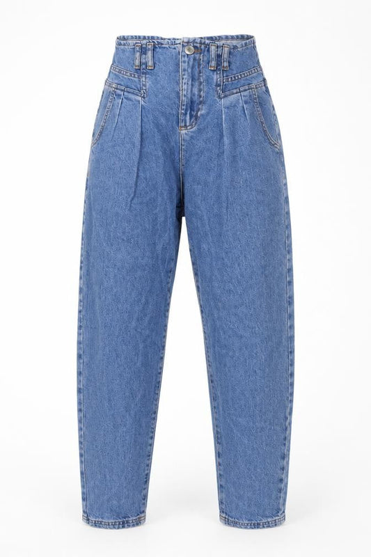 Stradivarius Womens Blue Cotton Mom Jeans Size 6 L28 in Regular Button - High Waist