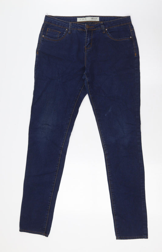 Denim Co Womens Blue Cotton Skinny Jeans Size 12 L32 in Regular Button