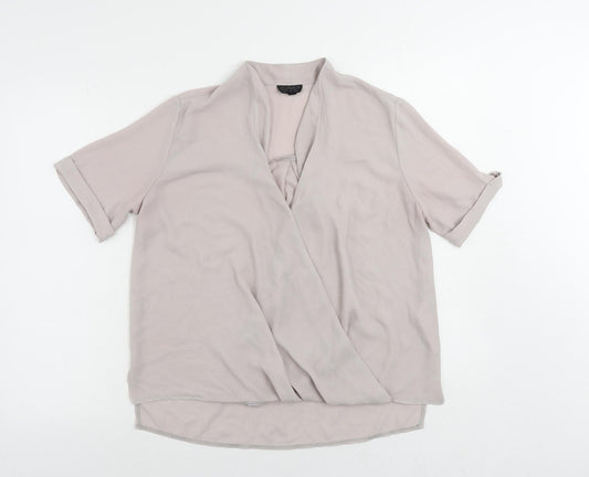 Topshop Womens Pink Polyester Basic Blouse Size 10 V-Neck
