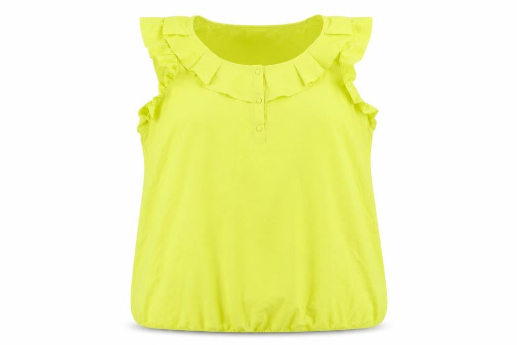 Debenhams Womens Yellow Polyester Basic Blouse Size 16 Boat Neck - Ruffle