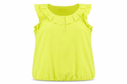 Debenhams Womens Yellow Polyester Basic Blouse Size 16 Boat Neck - Ruffle