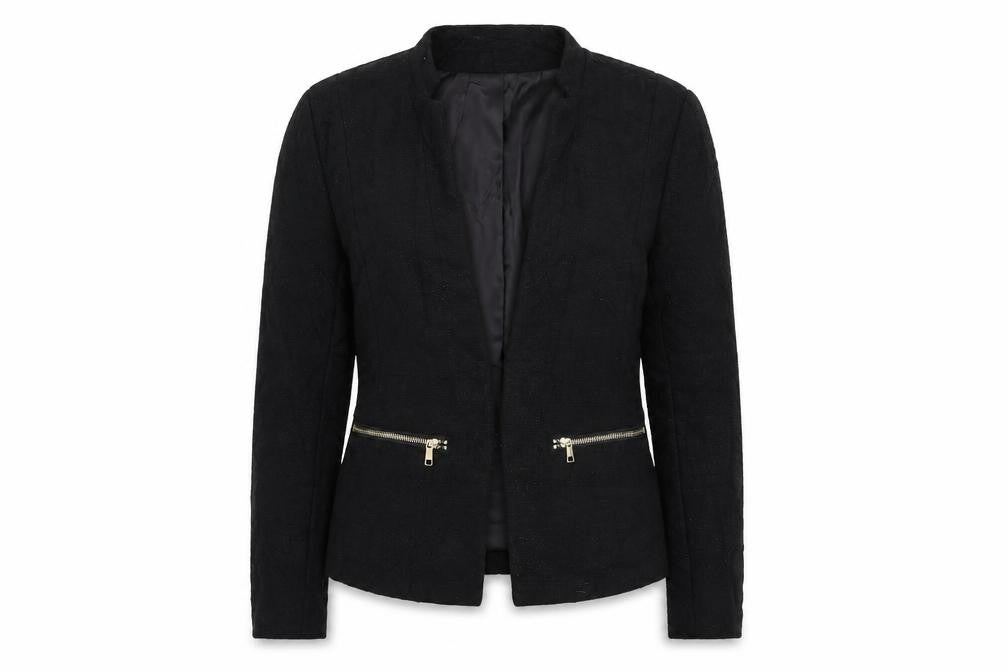 H&M Womens Black Jacket Blazer Size 8 Hook & Eye