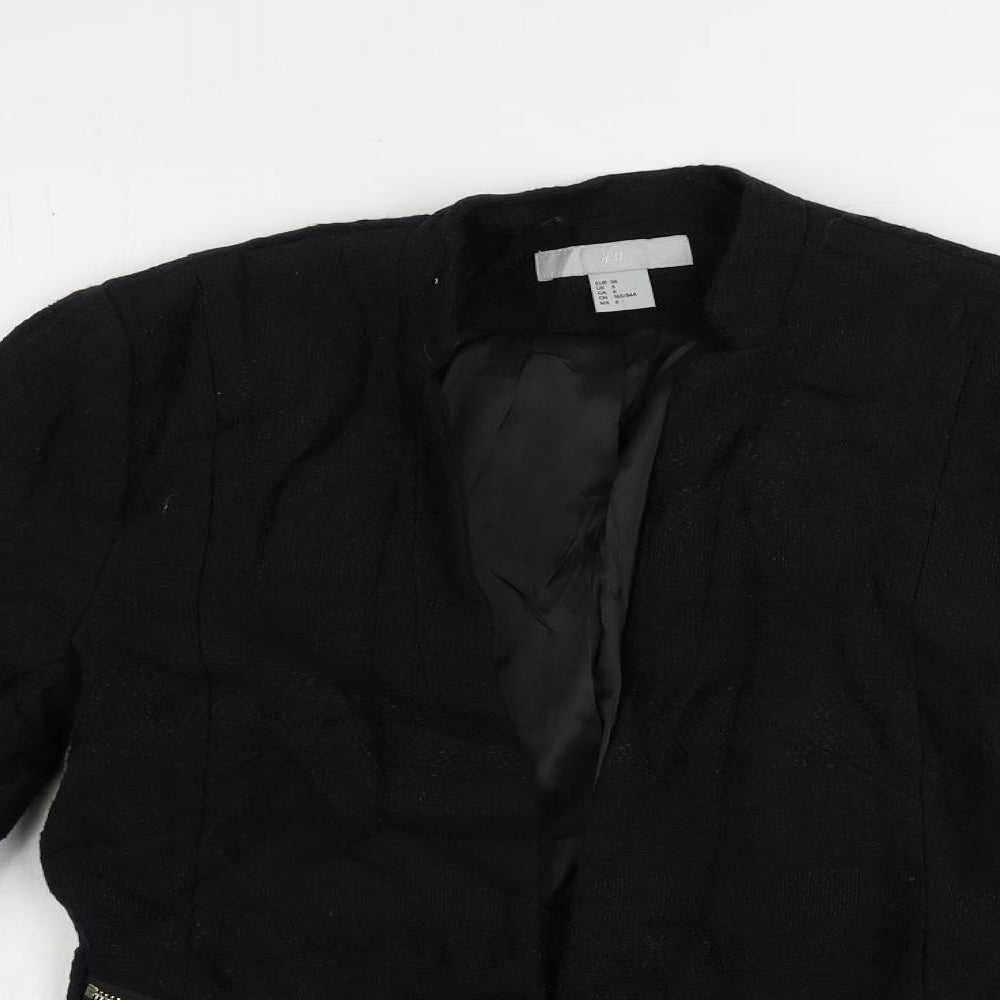 H&M Womens Black Jacket Blazer Size 8 Hook & Eye