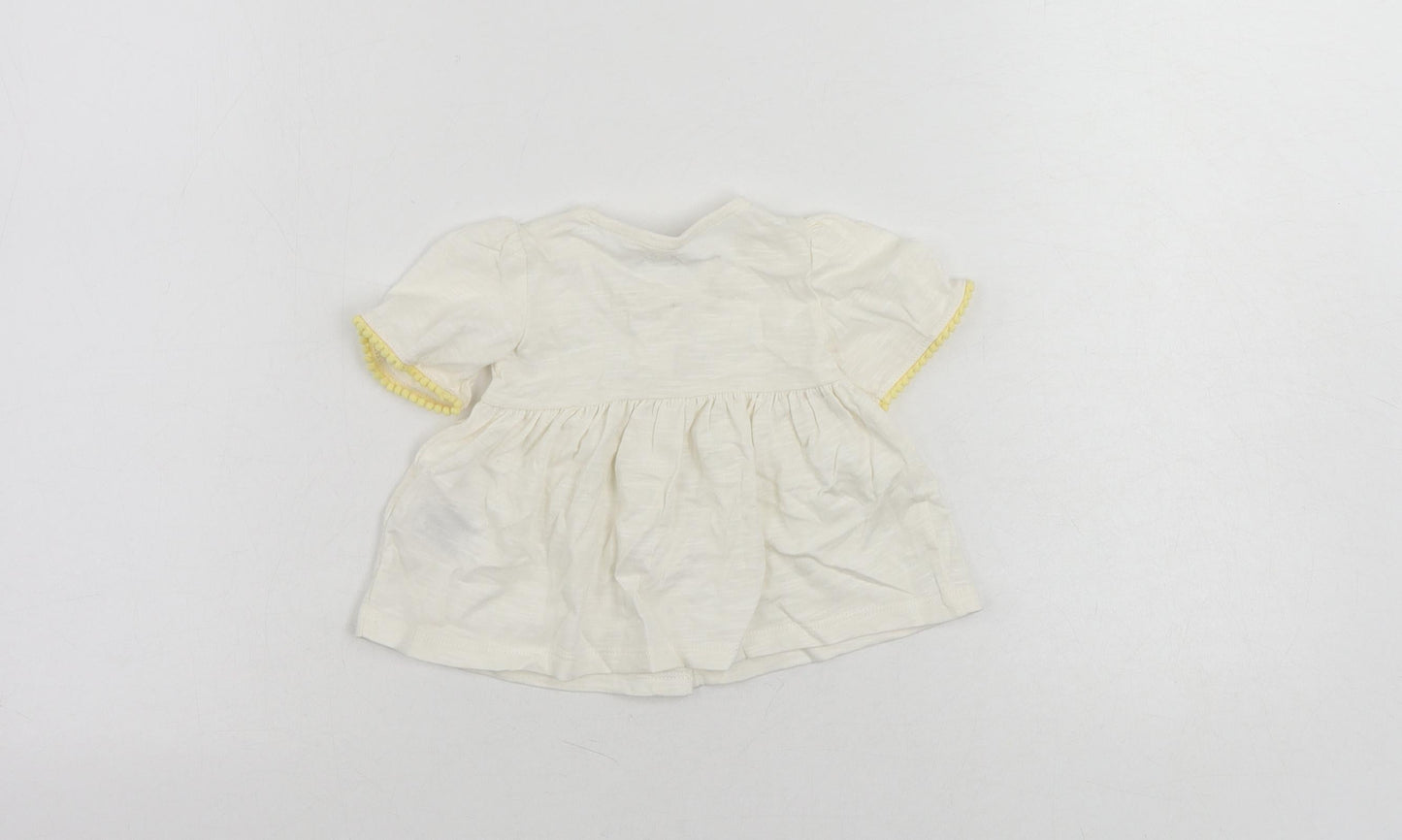 Marks and Spencer Baby Ivory Cotton Basic Button-Up Size 0-3 Months Round Neck Button