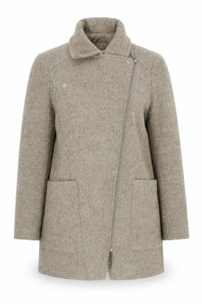 Marks and Spencer Womens Beige Biker Coat Size 14 Zip
