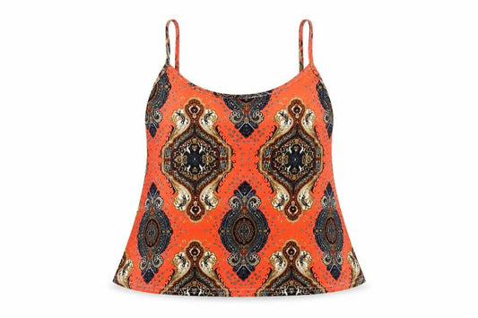 Boohoo Womens Red Paisley Polyester Camisole Tank Size 12 Scoop Neck