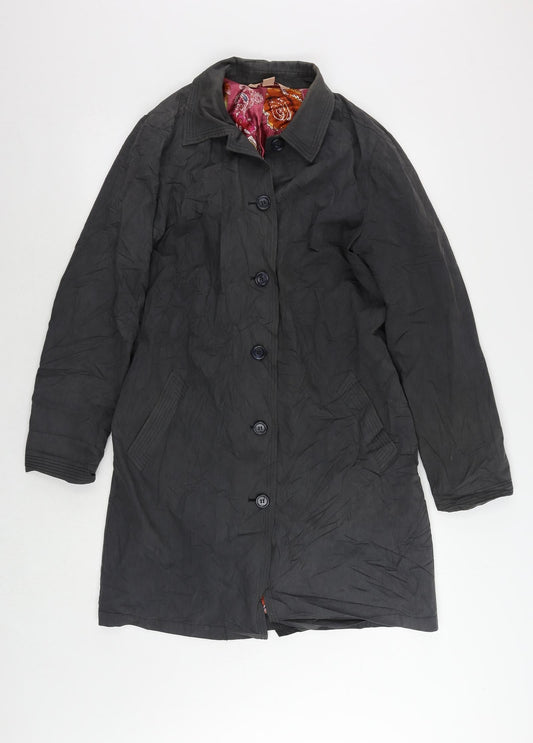 Monsoon Womens Grey Overcoat Coat Size 12 Button
