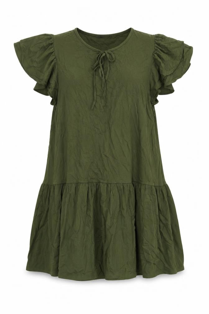 Marks & Spencer Womens Green Viscose A-Line Size 16 Round Neck Pullover - Ruffle