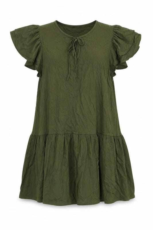 Marks & Spencer Womens Green Viscose A-Line Size 16 Round Neck Pullover - Ruffle