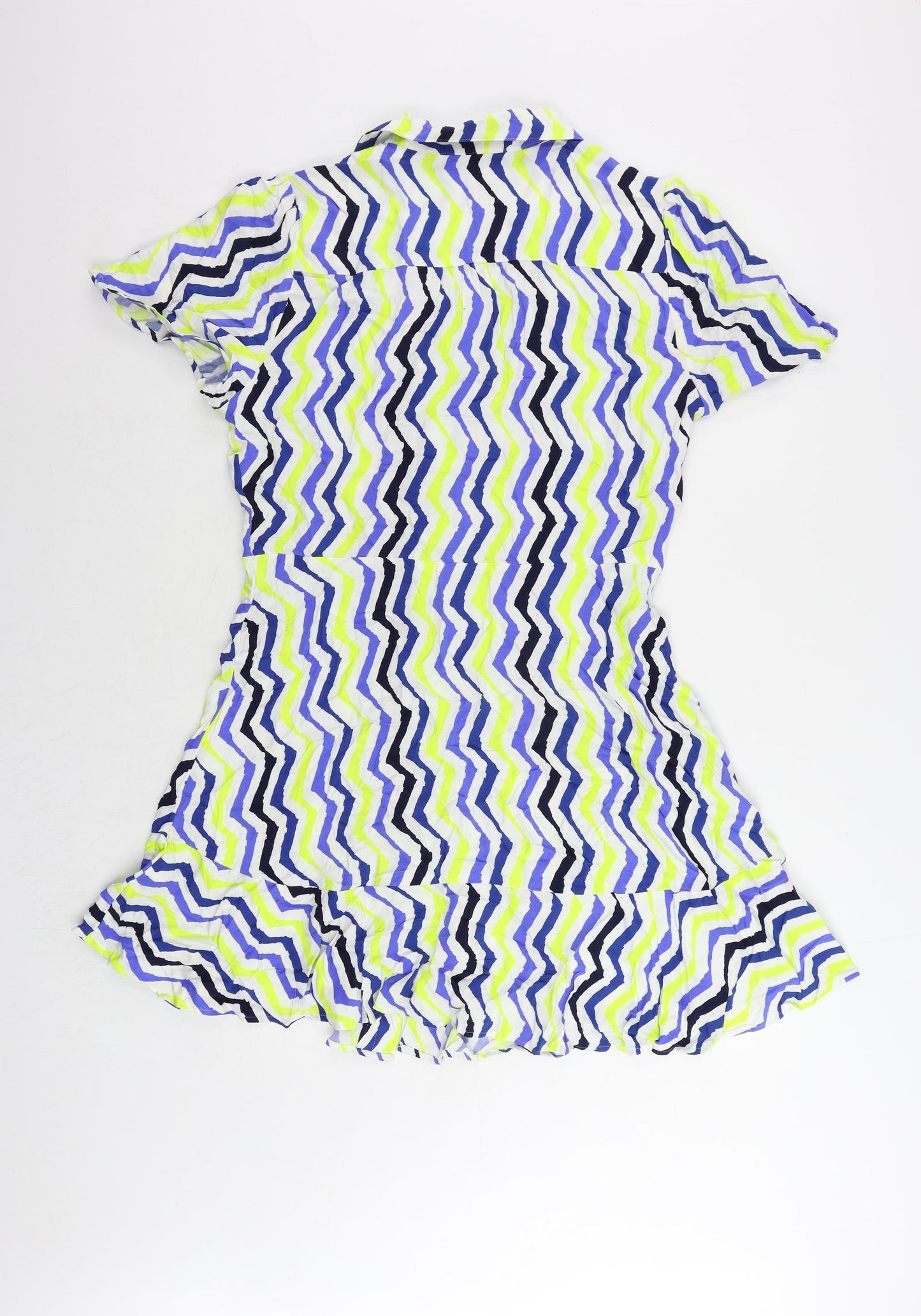 Marks and Spencer Womens Multicoloured Geometric Viscose Shirt Dress Size 14 Collared