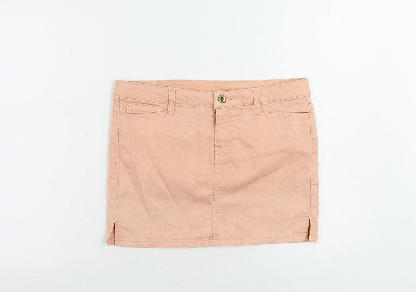 VERO MODA Womens Pink Cotton Mini Skirt Size 10 Button
