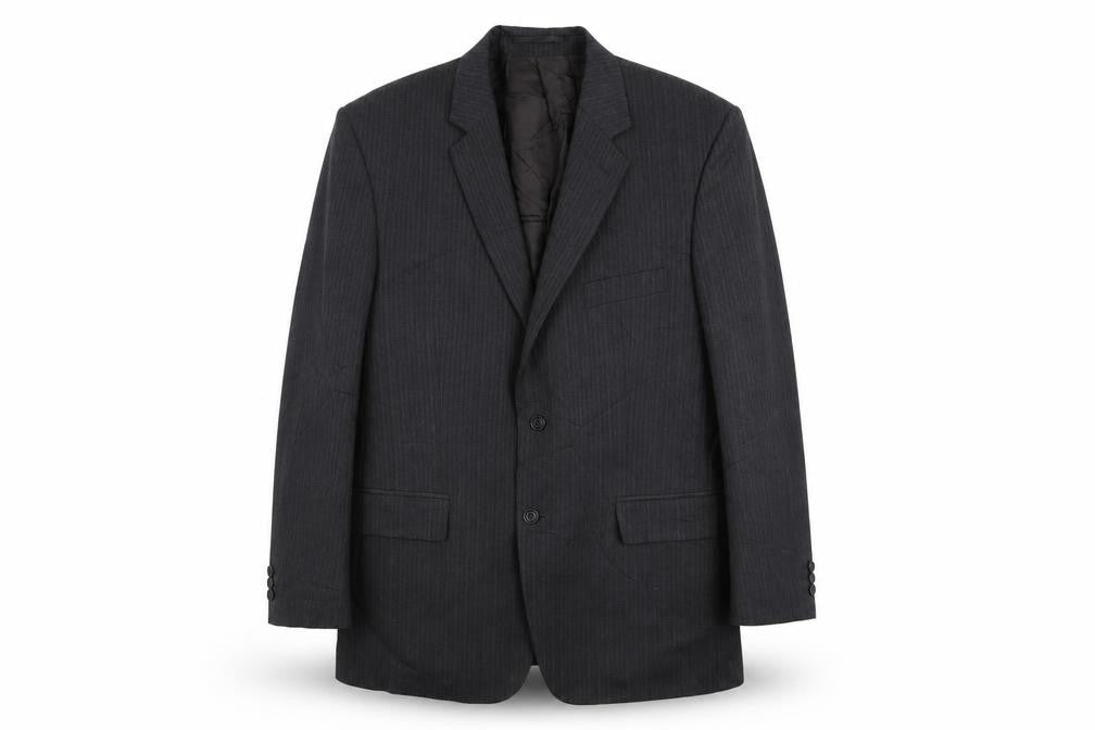 Sovereign Mens Grey Striped Wool Jacket Suit Jacket Size 44 Regular