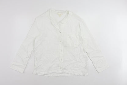 Marks & Spencer Womens White Camel Basic Button-Up Size 14 Collared