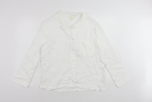 Marks and Spencer Womens White Camel Basic Button-Up Size 14 Collared