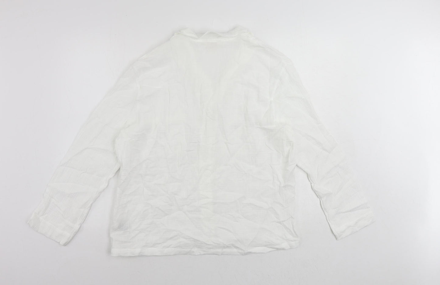 Marks and Spencer Womens White Camel Basic Button-Up Size 14 Collared