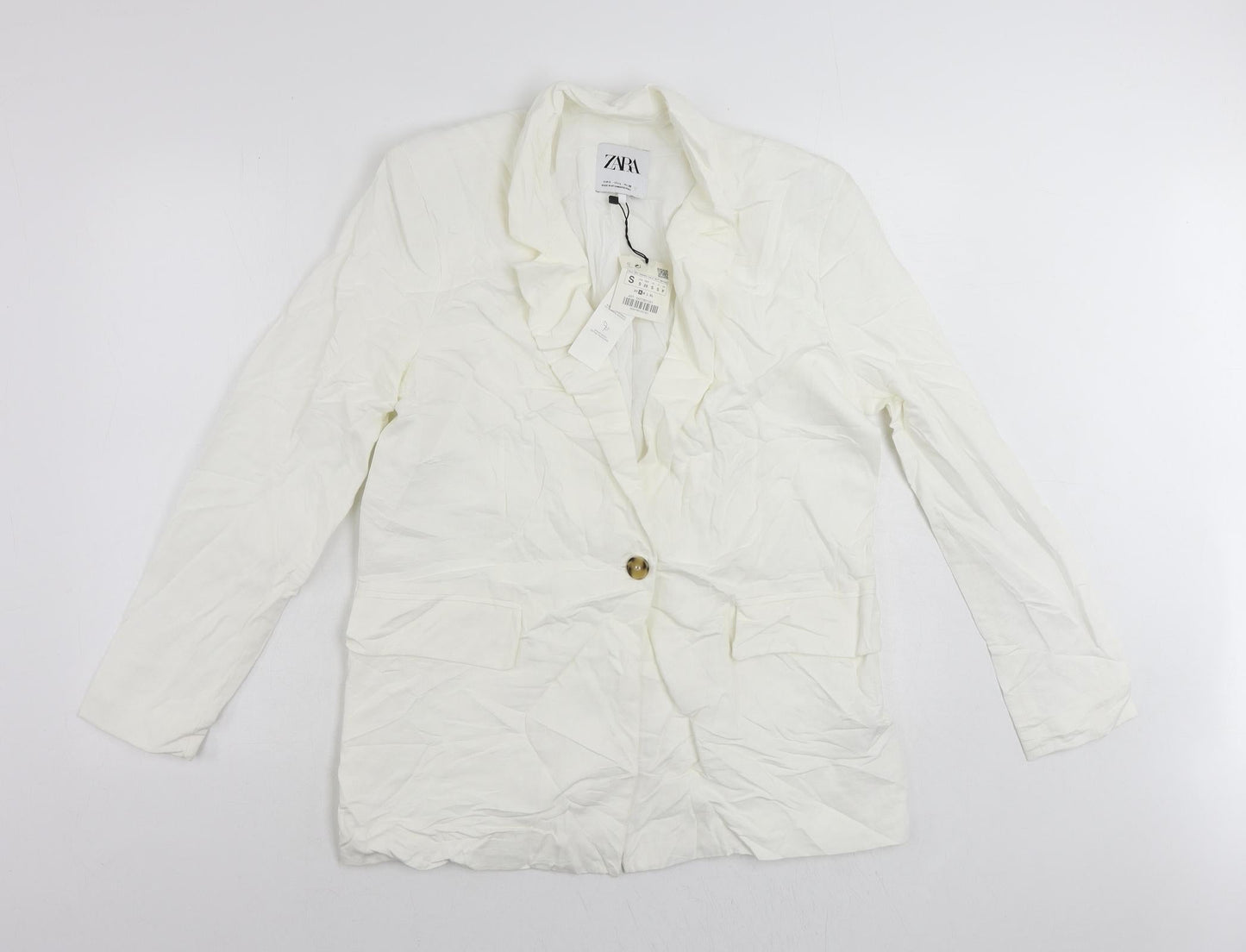 Zara Womens White Jacket Blazer Size S Button