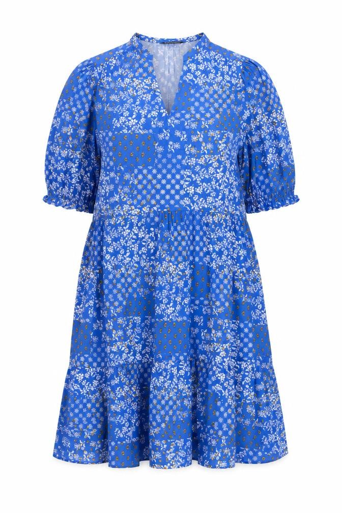 Marks & Spencer Womens Blue Floral Viscose A-Line Size 16 V-Neck Pullover