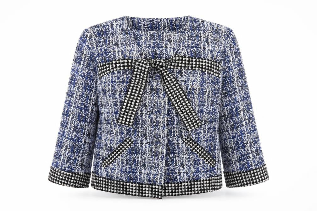 CAbi Womens Blue Geometric Jacket Size M Button
