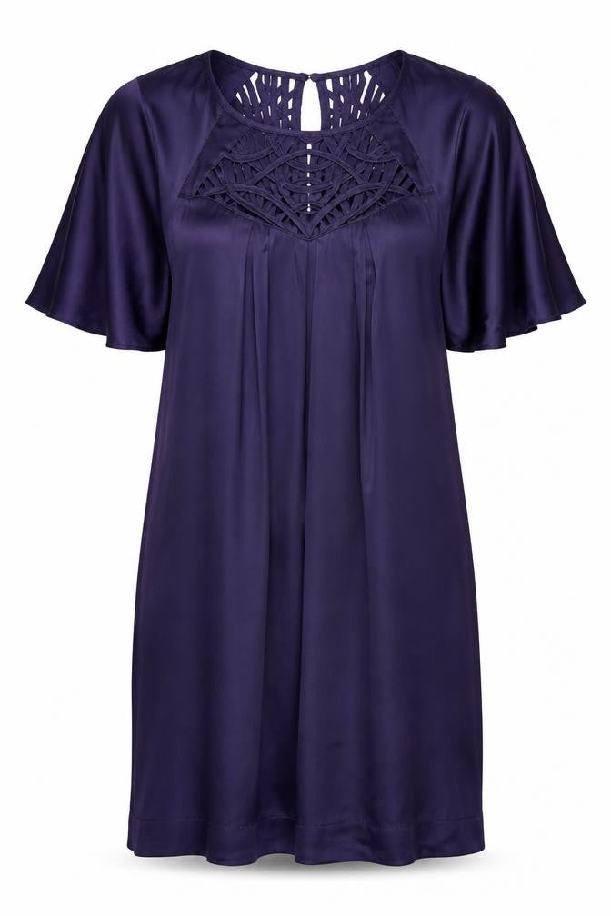 Warehouse Womens Blue Silk A-Line Size 14 Round Neck Pullover