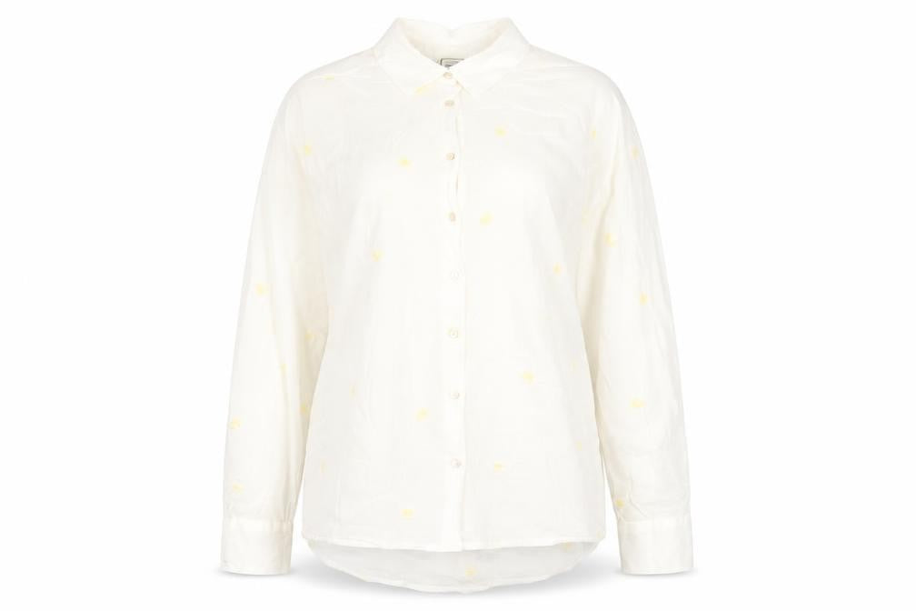 Pimkie Womens White Geometric Cotton Basic Button-Up Size 12 Collared