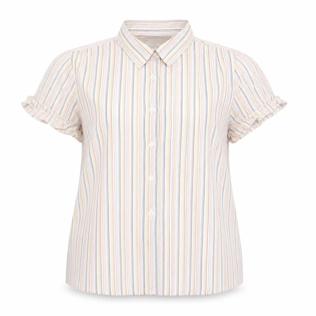 Topshop Womens Multicoloured Striped Cotton Basic Button-Up Size 10 Collared